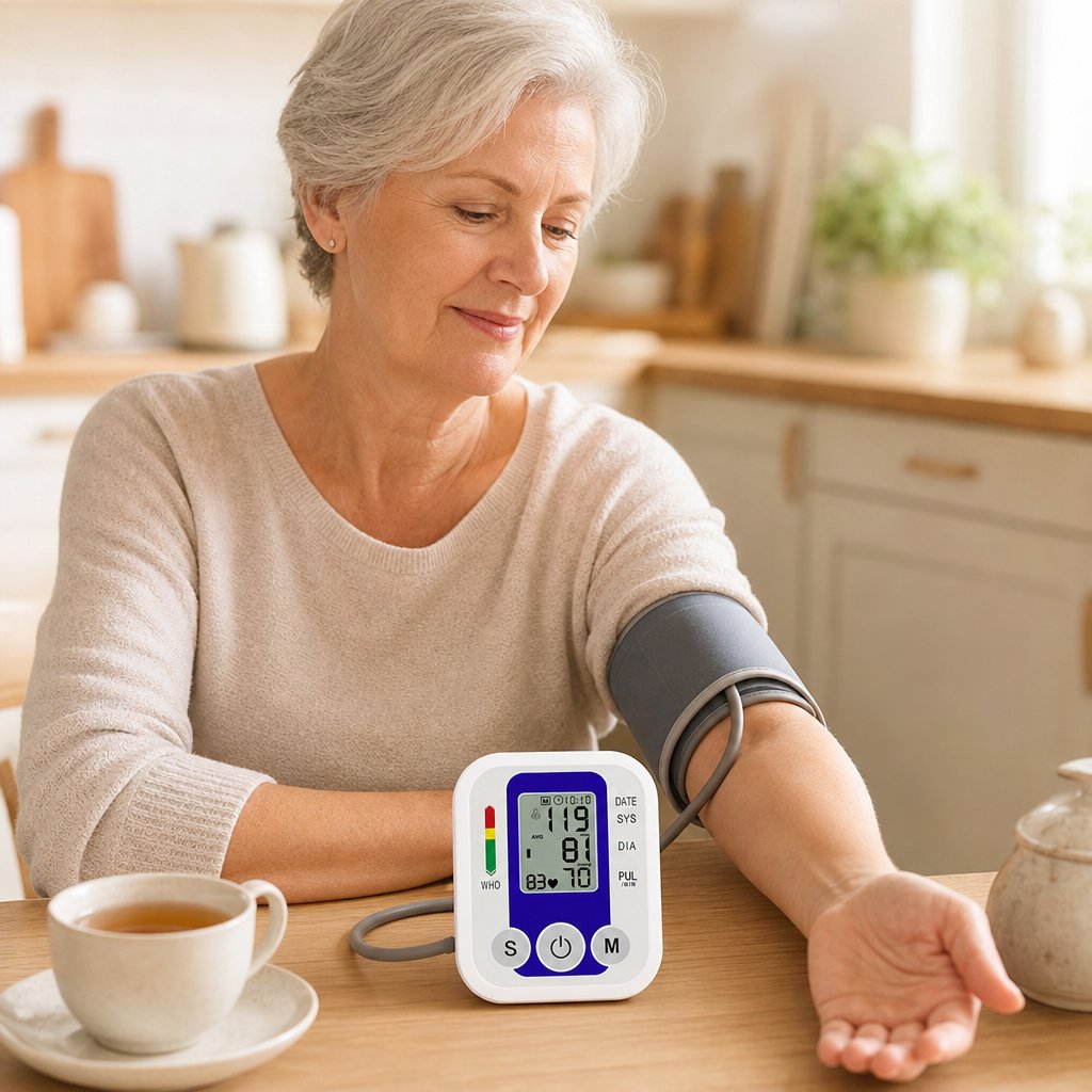 Blood Pressure Monitor Upper Arm Digital Automatic - BP Cuff Sensor Kit Heart Rate Pulse Meter Tonometer Home Health