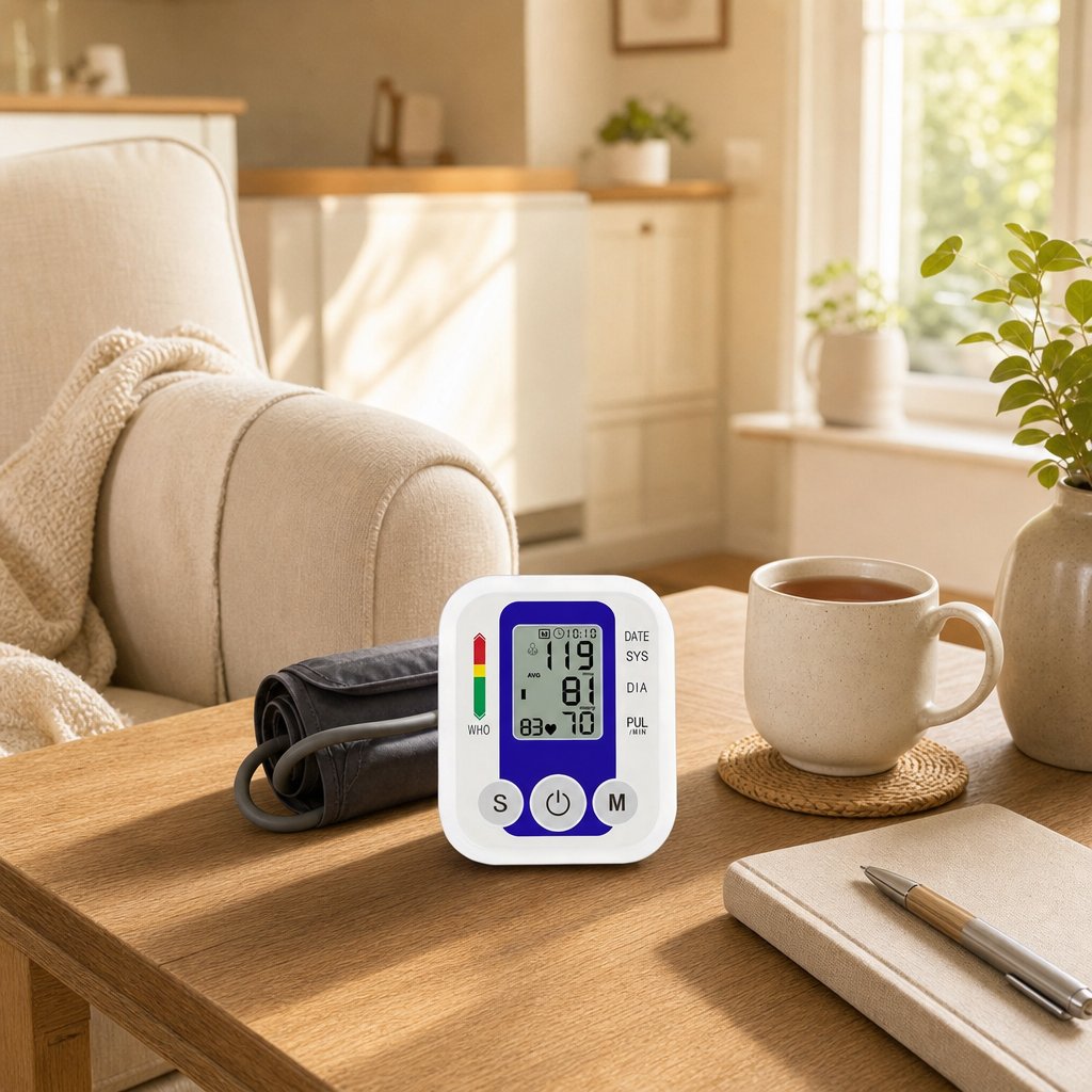 Blood Pressure Monitor Upper Arm Digital Automatic - BP Cuff Sensor Kit Heart Rate Pulse Meter Tonometer Home Health