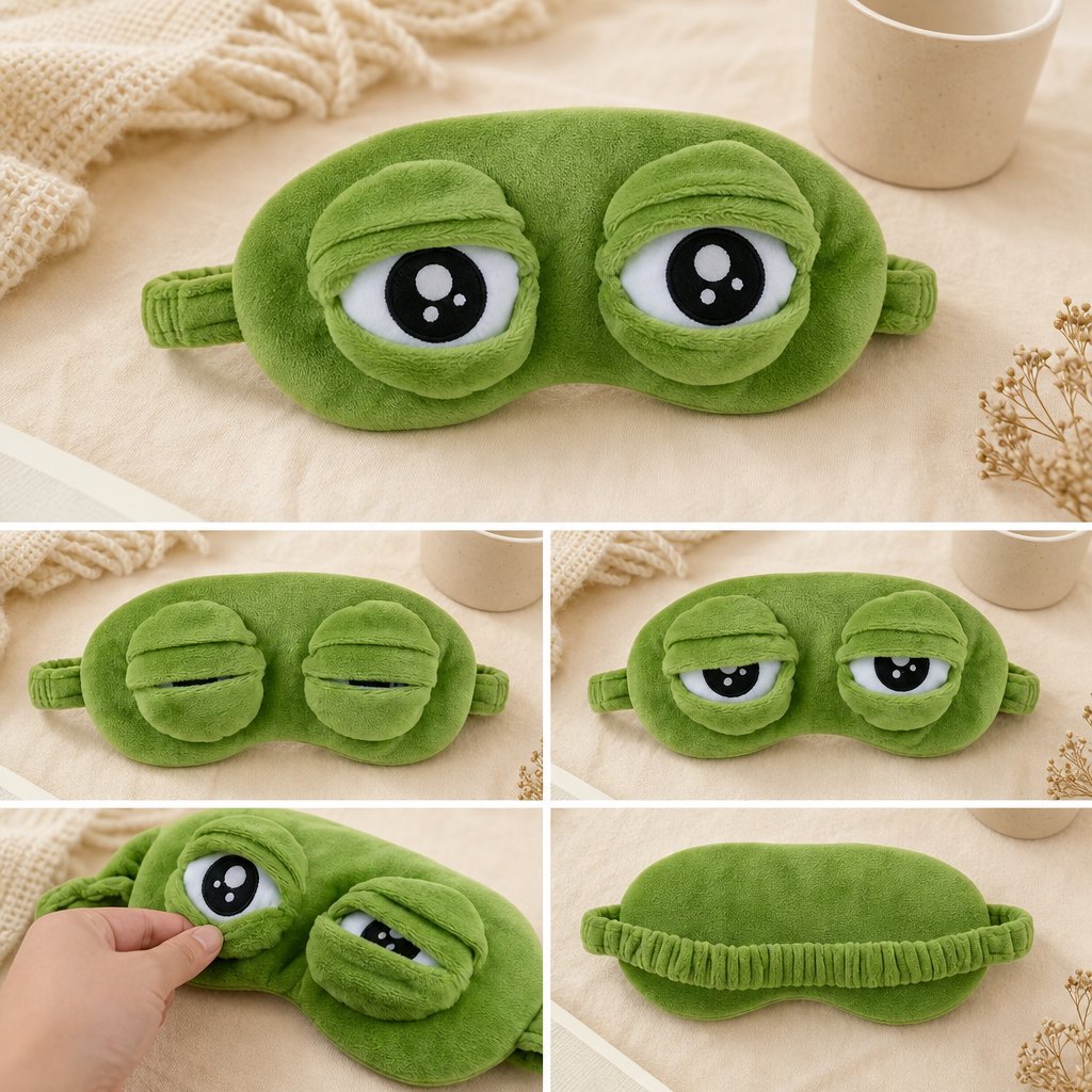 Plush Sleep Eye Mask Cute Character - Super Soft Blindfold Light Blocking Travel Sleeping Aid Kids Teens Adults