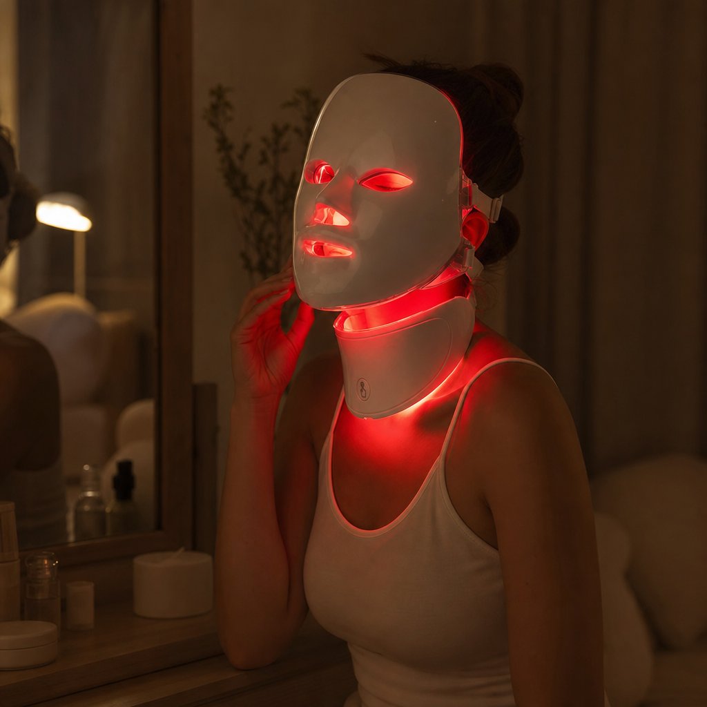 LED Red Light Therapy Face Mask 7 Color - Neck Anti-Aging Skin Tightening Lifting Whitening Bio Light Beauty Home Device