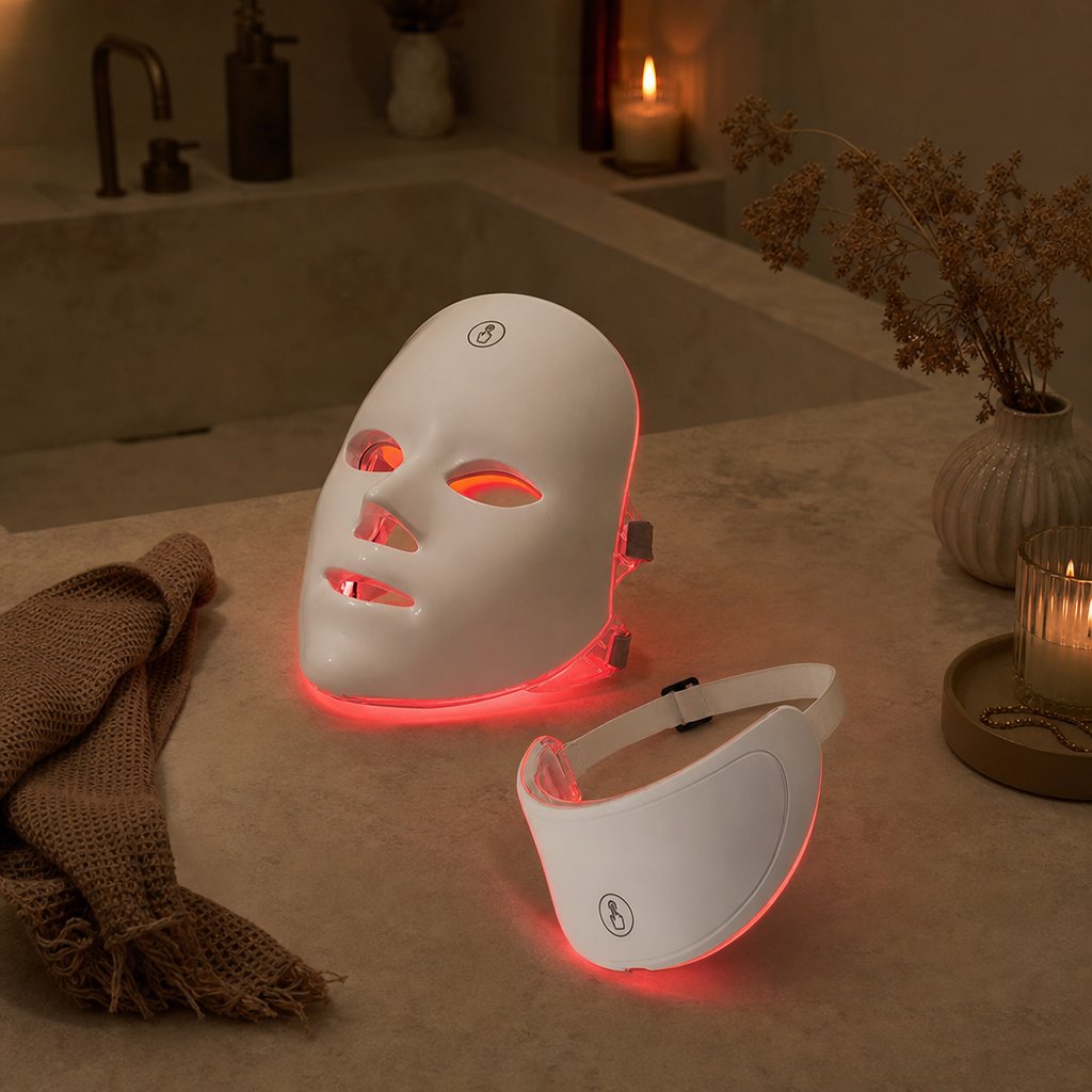 LED Red Light Therapy Face Mask 7 Color - Neck Anti-Aging Skin Tightening Lifting Whitening Bio Light Beauty Home Device