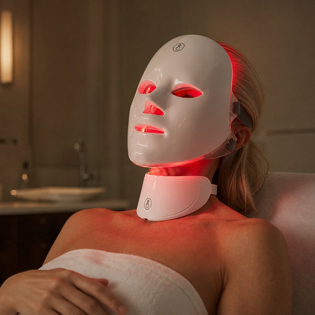 LED Red Light Therapy Face Mask 7 Color - Neck Anti-Aging Skin Tightening Lifting Whitening Bio Light Beauty Home Device