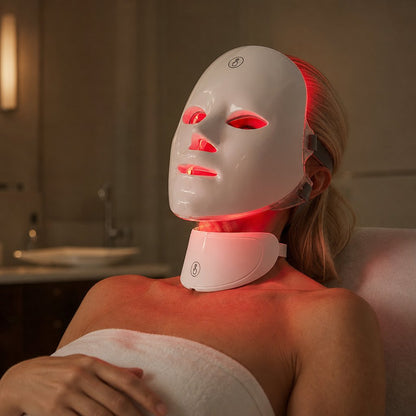 LED Red Light Therapy Face Mask 7 Color - Neck Anti-Aging Skin Tightening Lifting Whitening Bio Light Beauty Home Device