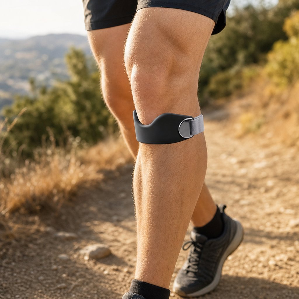 Silicone Patellar Tendon Knee Strap Non-Slip - Adjustable Running Hiking Patella Band Pain Relief Basketball Sports