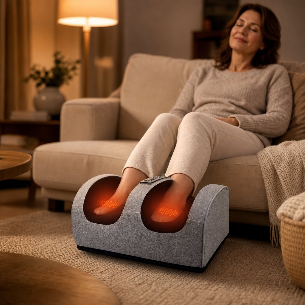 Electric Foot Massager Machine Kneading - Heating Home Leg Relaxation Plantar Fasciitis Relief Foot Massage Gift