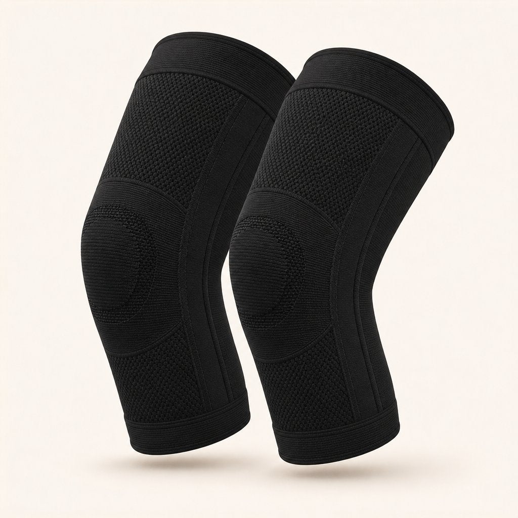 Knee Brace Compression Sleeve 2 Pack - Charcoal Technology Warmth Men Women Breathable One Size Running Recovery