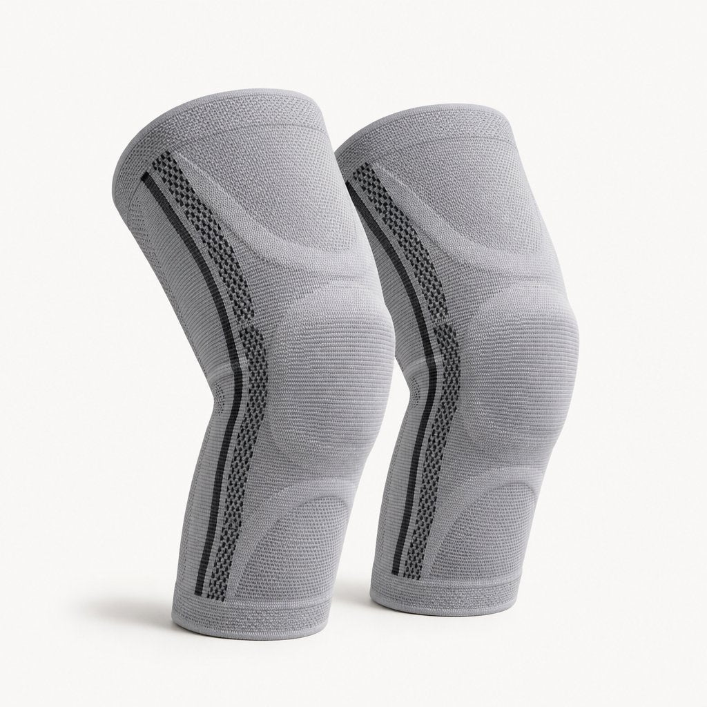 Knee Brace Compression Sleeve 2 Pack - Charcoal Technology Warmth Men Women Breathable One Size Running Recovery