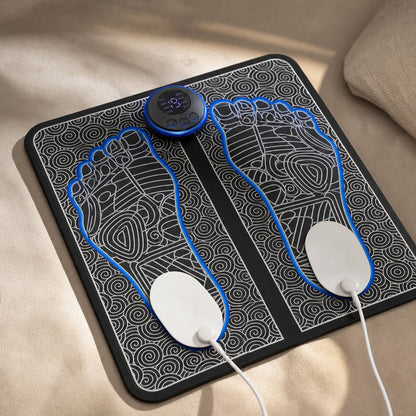 EMS Electric Foot Massager Pad - 6 Modes 9 Strength USB Rechargeable Muscle Stimulation Circulation Fatigue Relief