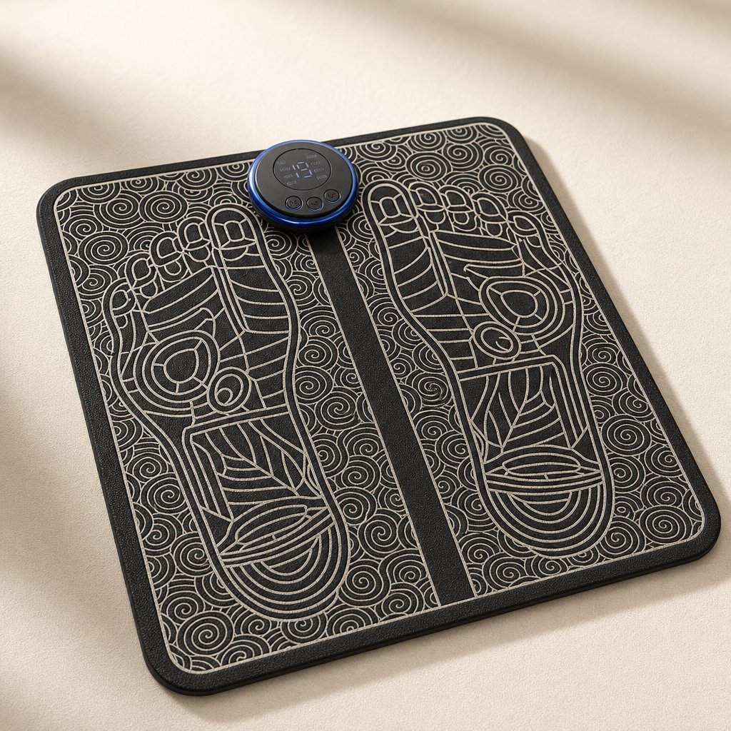 EMS Electric Foot Massager Pad - 6 Modes 9 Strength USB Rechargeable Muscle Stimulation Circulation Fatigue Relief