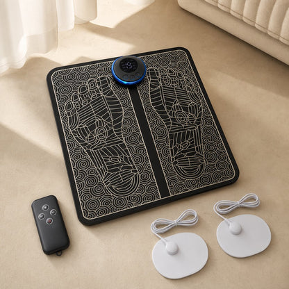 EMS Electric Foot Massager Pad - 6 Modes 9 Strength USB Rechargeable Muscle Stimulation Circulation Fatigue Relief