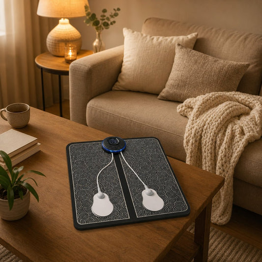 EMS Electric Foot Massager Pad - 6 Modes 9 Strength USB Rechargeable Muscle Stimulation Circulation Fatigue Relief