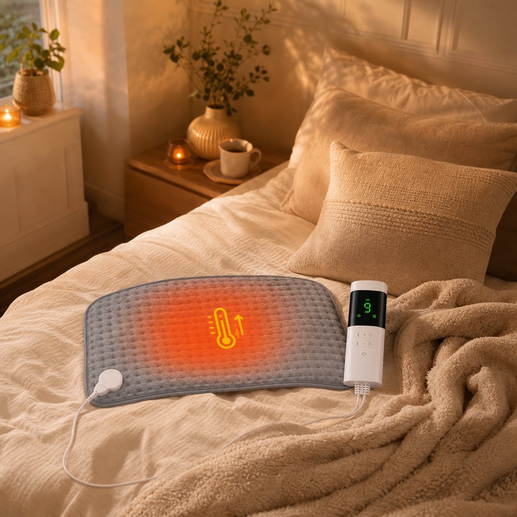 Electric Heating Pad for Back Pain Relief - 9 Heat Settings 4 Timers Soft Plush USB Washable Neck Shoulder Cramp Therapy