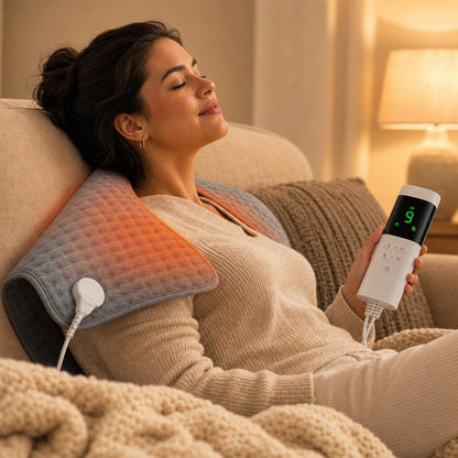 Electric Heating Pad for Back Pain Relief - 9 Heat Settings 4 Timers Soft Plush USB Washable Neck Shoulder Cramp Therapy