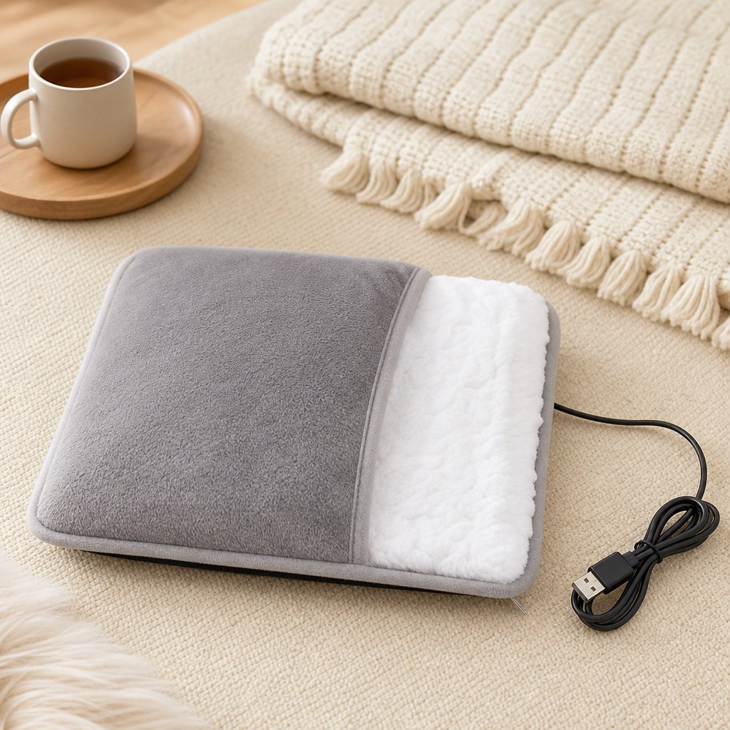 Electric Foot Heating Pad USB - Constant Temperature Heated Slippers Feet Warmer Flannel Home Office Bedroom Winter