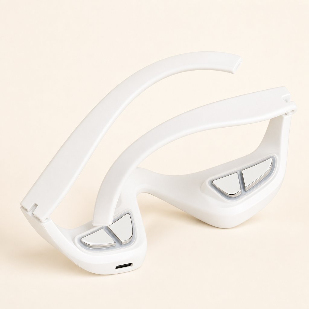 Eye Massager EMS Dark Circles Reduction - 4 Modes Eye Bag Removal Anti-Wrinkle Fatigue Relief Red Light Wearable Device
