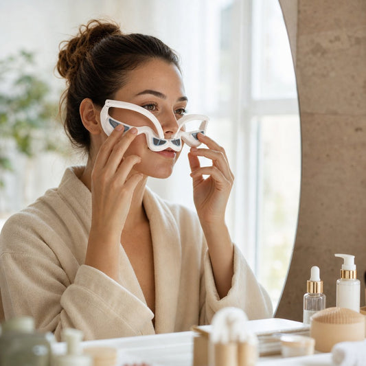Eye Massager EMS Dark Circles Reduction - 4 Modes Eye Bag Removal Anti-Wrinkle Fatigue Relief Red Light Wearable Device