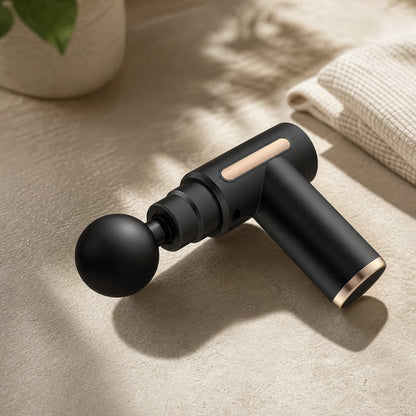 Portable Percussion Massage Gun Compact - Deep Tissue Body Neck Back Muscle Relaxation LED Touchscreen 4 Heads
