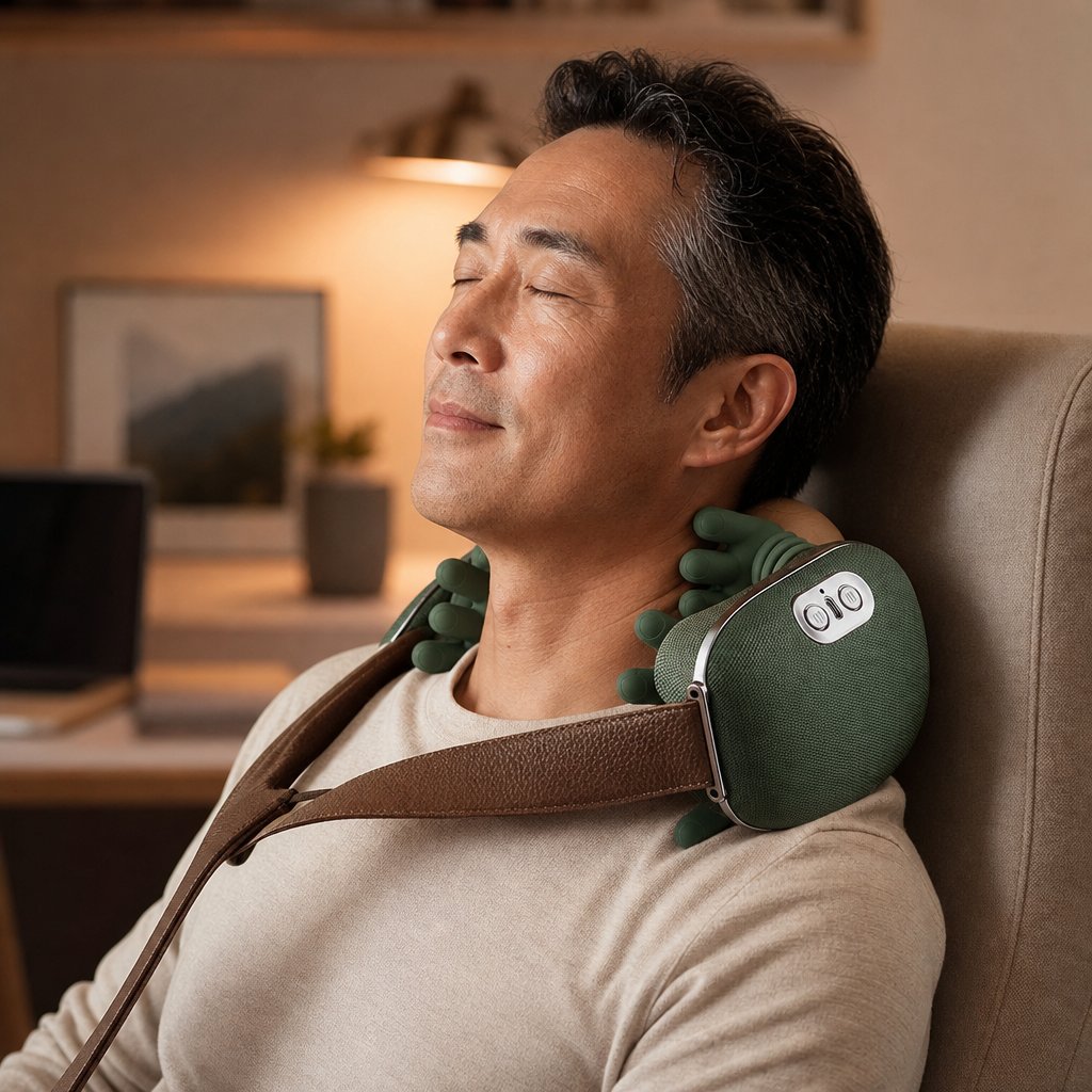 Shiatsu Neck Shoulder Massager 4D Kneading Wireless - 3 Modes Heat Therapy Rechargeable Back Cervical Massage Pillow