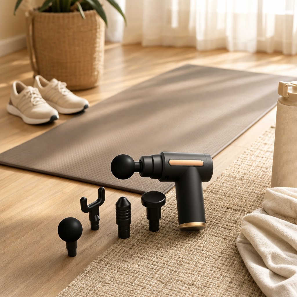 Percussion Massage Gun Professional 99 Speed - Deep Tissue Neck Back Muscle LCD Touchscreen AI Smart Chip 4 Heads