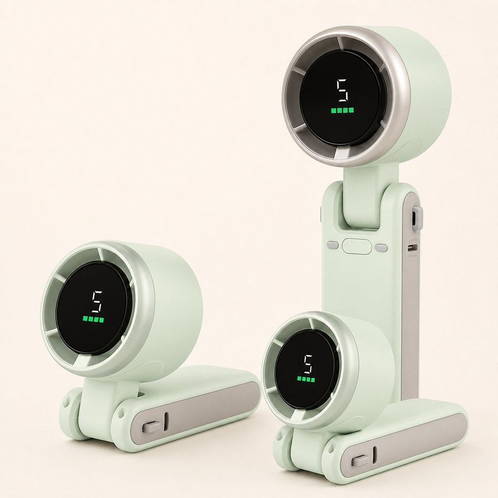 Portable Mini Fan 3-in-1 USB Rechargeable - 5 Speed 3600mAh Battery Travel Desktop Personal Cooling Fan