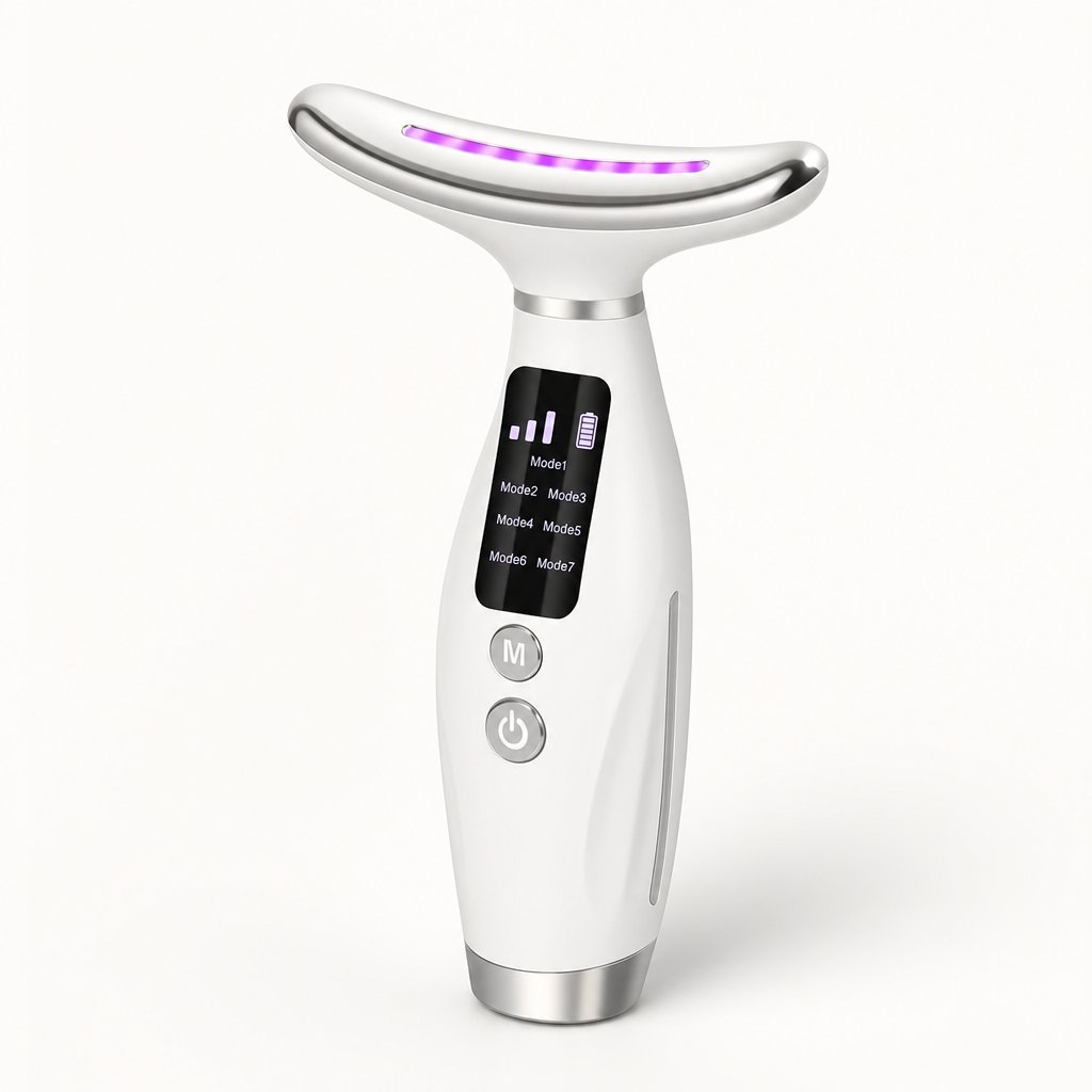 EMS Facial Massager 7 Color LED - Microcurrent Neck Face Beauty Device Vibrating Skin Rejuvenation Anti-Aging Toning