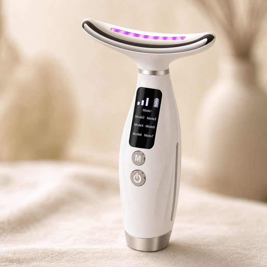 EMS Facial Massager 7 Color LED - Microcurrent Neck Face Beauty Device Vibrating Skin Rejuvenation Anti-Aging Toning