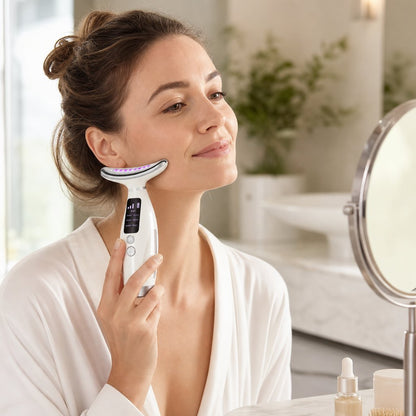 EMS Facial Massager 7 Color LED - Microcurrent Neck Face Beauty Device Vibrating Skin Rejuvenation Anti-Aging Toning