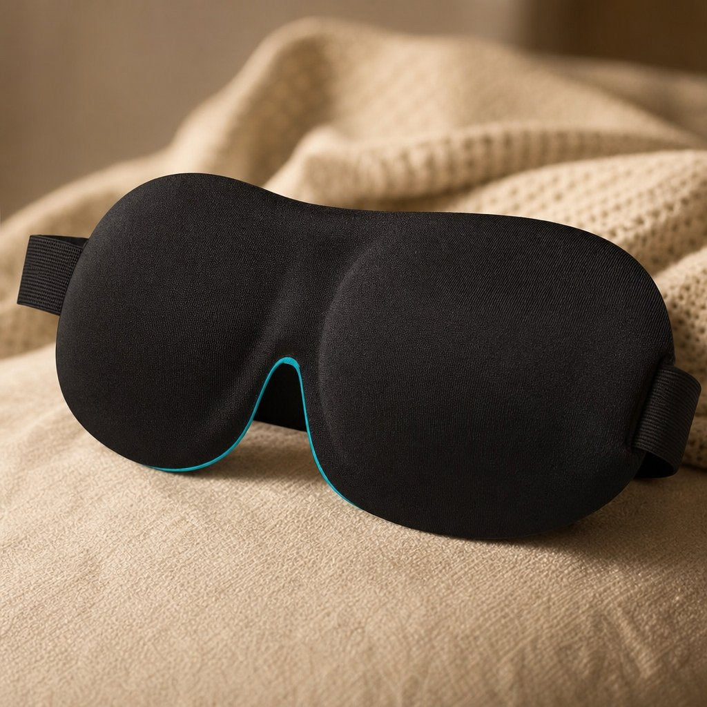 3D Sleep Eye Mask Memory Foam - Soft Blackout Blindfold Travel Sleeping Aid Light Block Adjustable Strap Lightweight