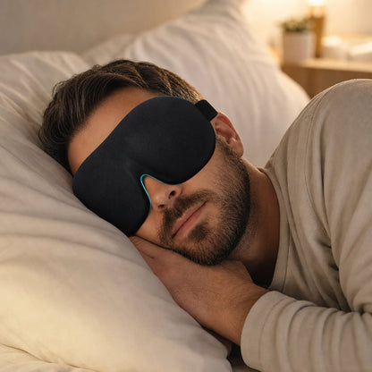 3D Sleep Eye Mask Memory Foam - Soft Blackout Blindfold Travel Sleeping Aid Light Block Adjustable Strap Lightweight
