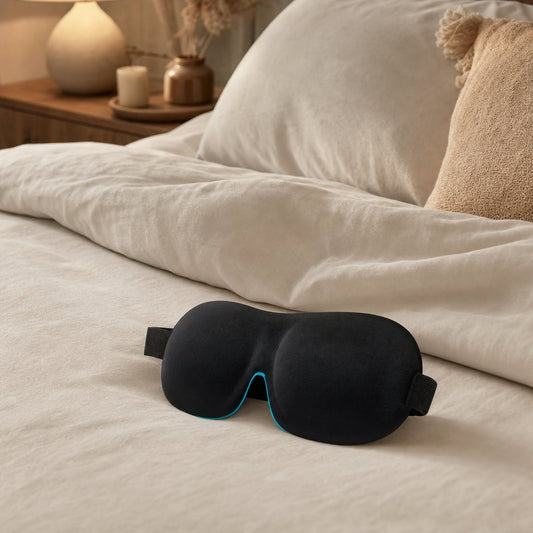 3D Sleep Eye Mask Memory Foam - Soft Blackout Blindfold Travel Sleeping Aid Light Block Adjustable Strap Lightweight