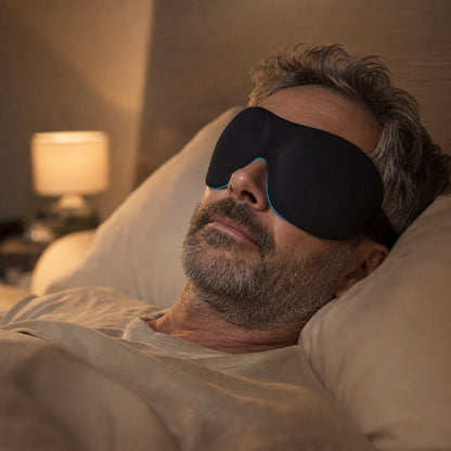 3D Sleep Eye Mask Memory Foam - Soft Blackout Blindfold Travel Sleeping Aid Light Block Adjustable Strap Lightweight