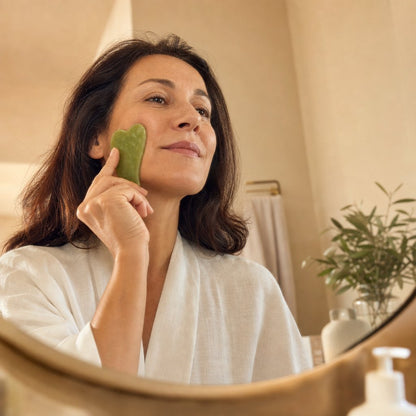 Jade Roller Gua Sha Set Face - Natural Stone Facial Massager Anti-Aging Puffiness Reducer Lymphatic Drainage Skincare Tool